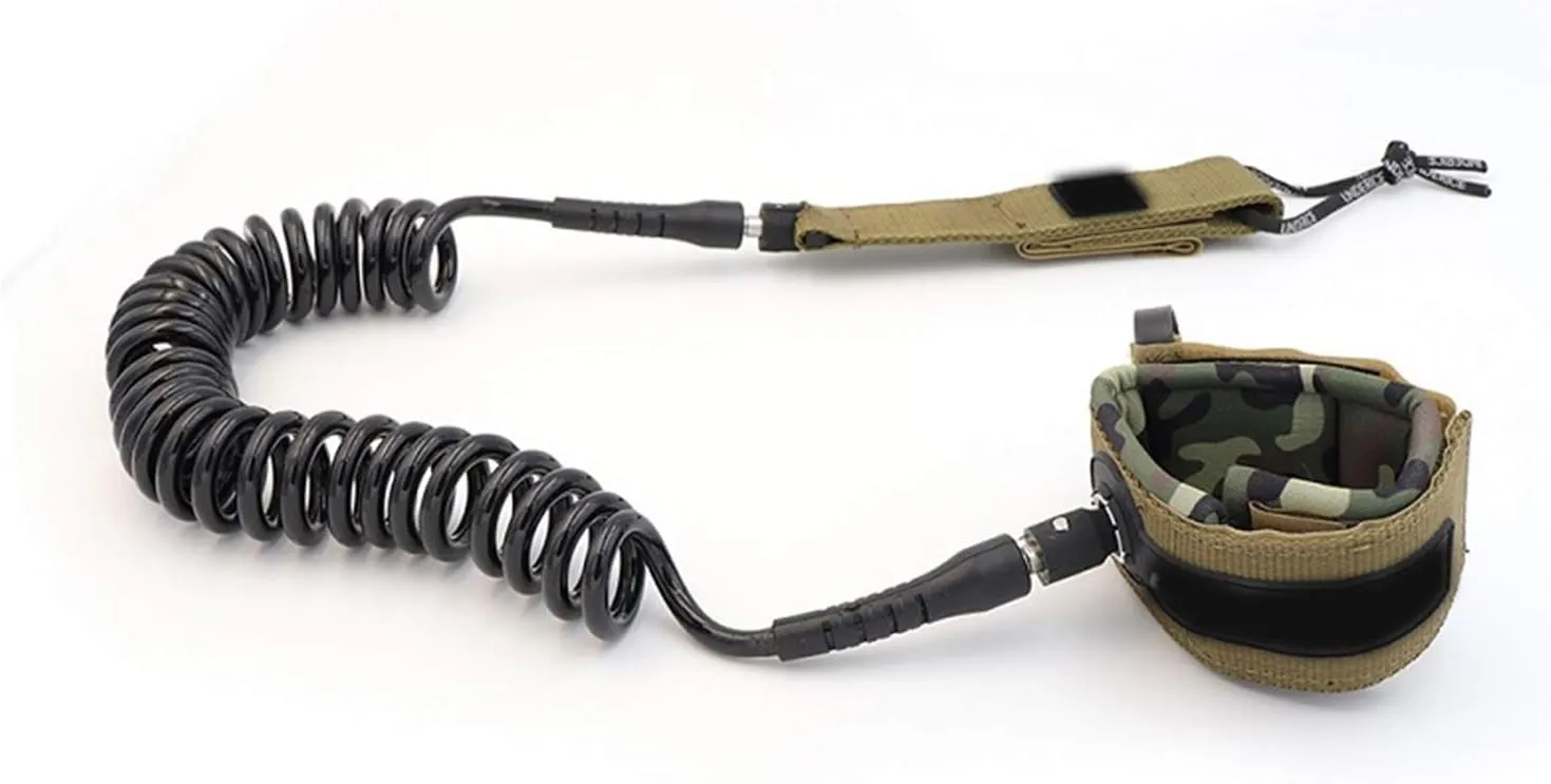 10FT/9FT 7MM Surfboard Leash SUP Coiled Leash SUP Paddle Webbing Paddle Board Surf Leg Rope(7mm 9ft B)