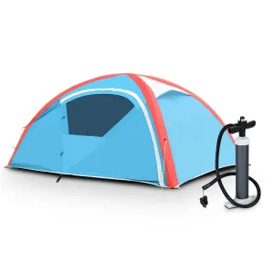 3 Person Inflatable Camping Waterproof Tent w/ Bag And Pump