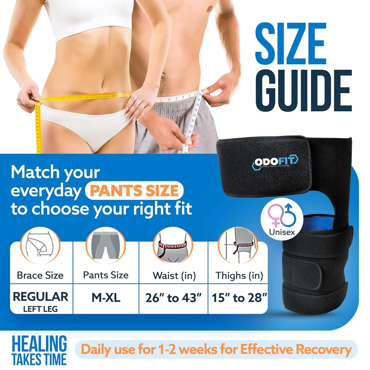 5-in-1 Hip Brace for Women & Men Sciatica Pain Relief Brace - Adjustable Groin, Thigh, Hamstring Compression Wrap - Comfortable Support for Muscle Recovery, Mobility, Hip Pain Relief
