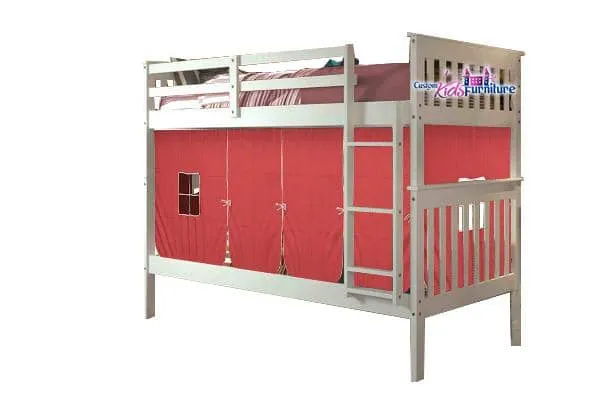 Aurora White Bunk Bed for Girls with Tent