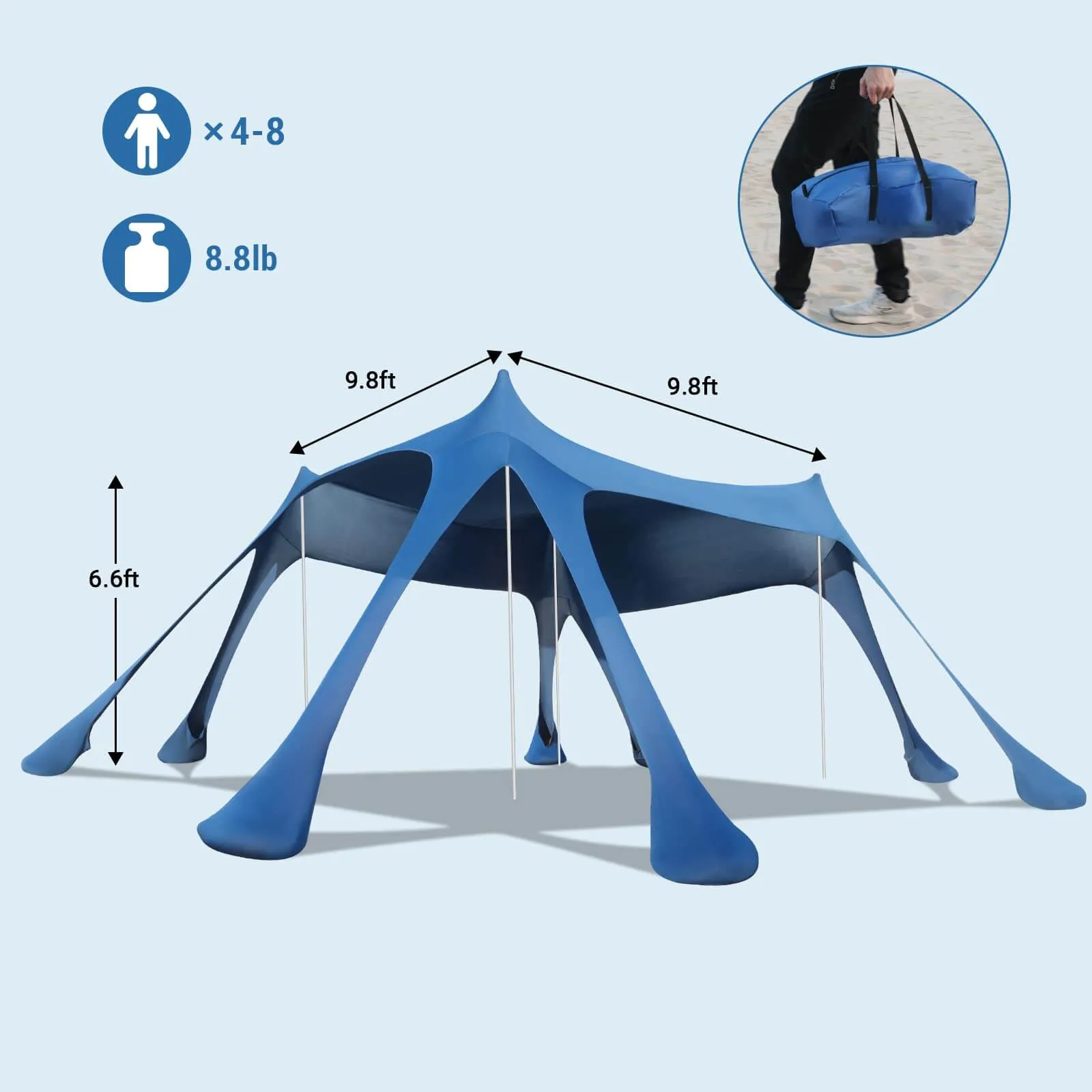 Beach Tent Sun Shelter UPF50  10×10FT OD745