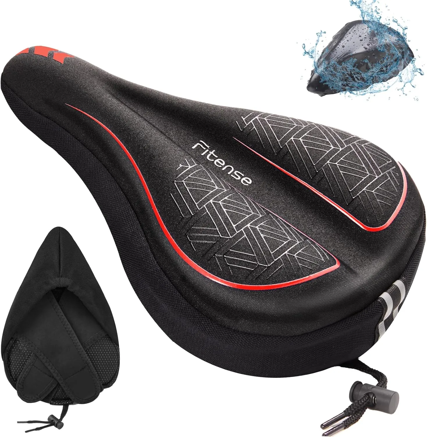 Bike Seat Cushion, Gel Padded Bike Seat Cover for Men Women, Extra Soft Exercise Bicycle Cushion Fit for Peloton, Spin Stationary Exercise, Cycling Bike with Adjustable Vel-co Secure