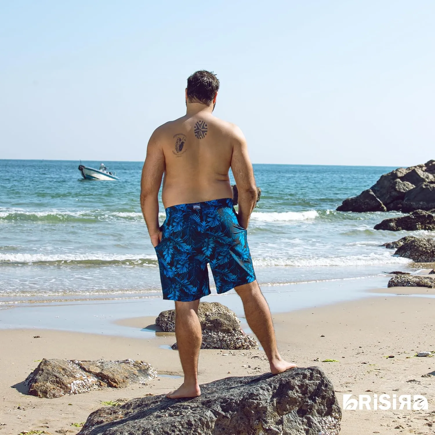 BRISIRA Big and Tall Mens Swim Trunks with Compression Liner Swimsuit Bathing Suit Swim Shorts Board Shorts Quick Dry 1X-6X