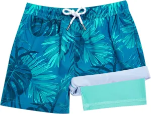 BRISIRA Boys Swim Trunks Bathing Suit Compression Boxer Brief Liner Swim Shorts Swimsuit Anti-Chafe Toddler Kids Youth Teen