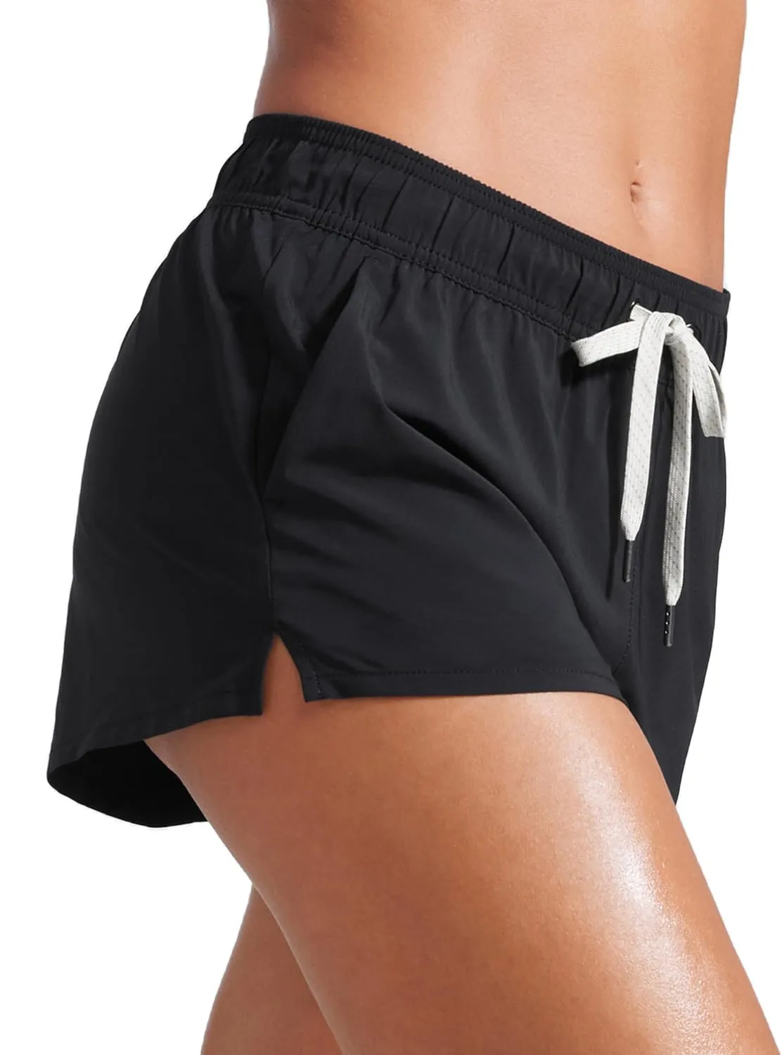 CRZ YOGA Womens 3" Mid Waisted Swim Board Shorts Side Splits Swimming Bottoms Quick Dry Beach Swimsuit with Liner Pockets