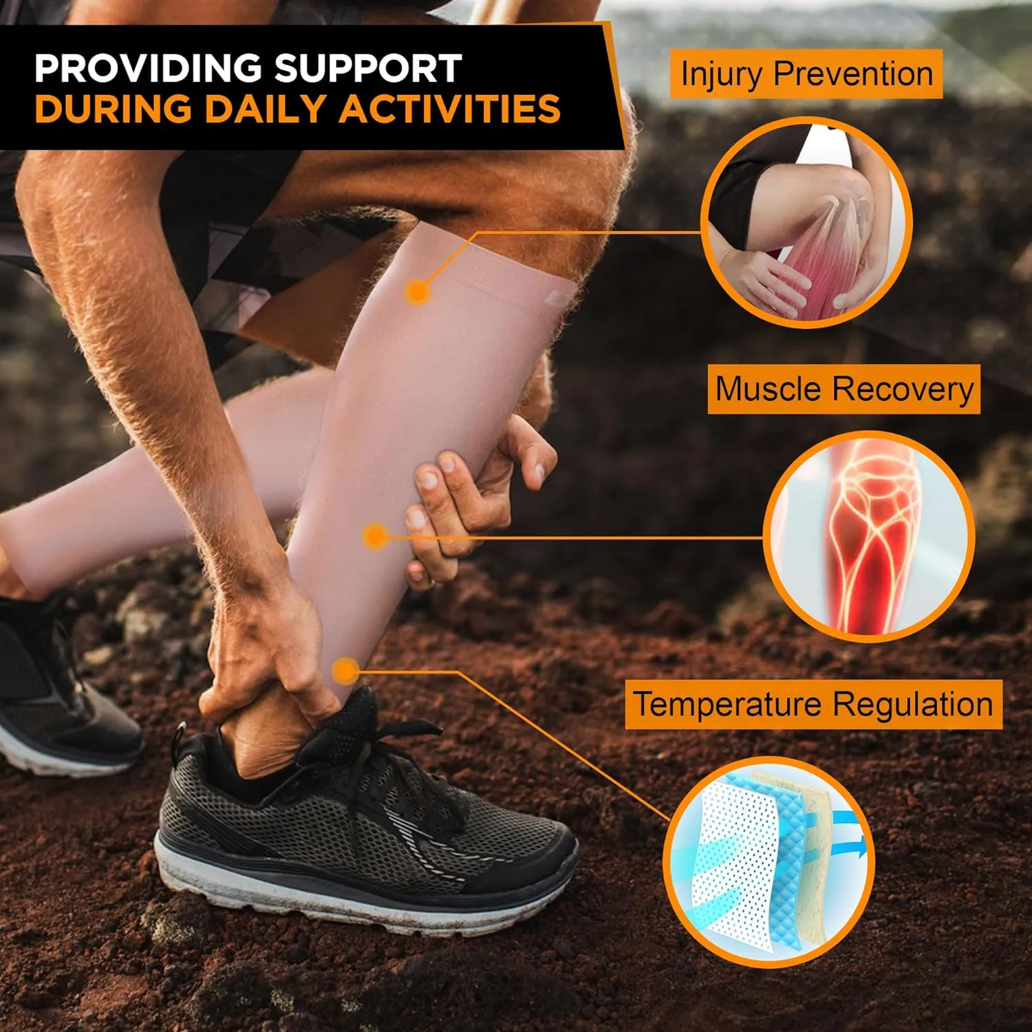 Doc Miller Compression Calf Sleeve for Men & Women, Premium Medical Grade, 20-30mmHg Graduated, Shin Splints, 1 Pair