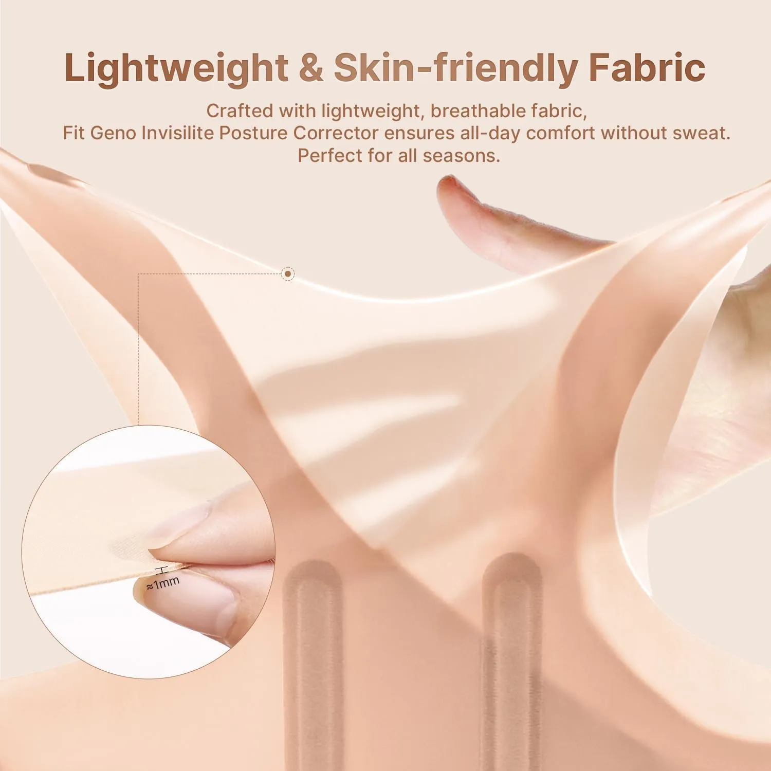 Fit Geno Posture Corrector for Women Invisilite: Invisible Lightweight Back Brace for Neck Shoulder & Upper Back Pain Relief - Improve Posture Correct Hunchback Slouching Under Clothes Large