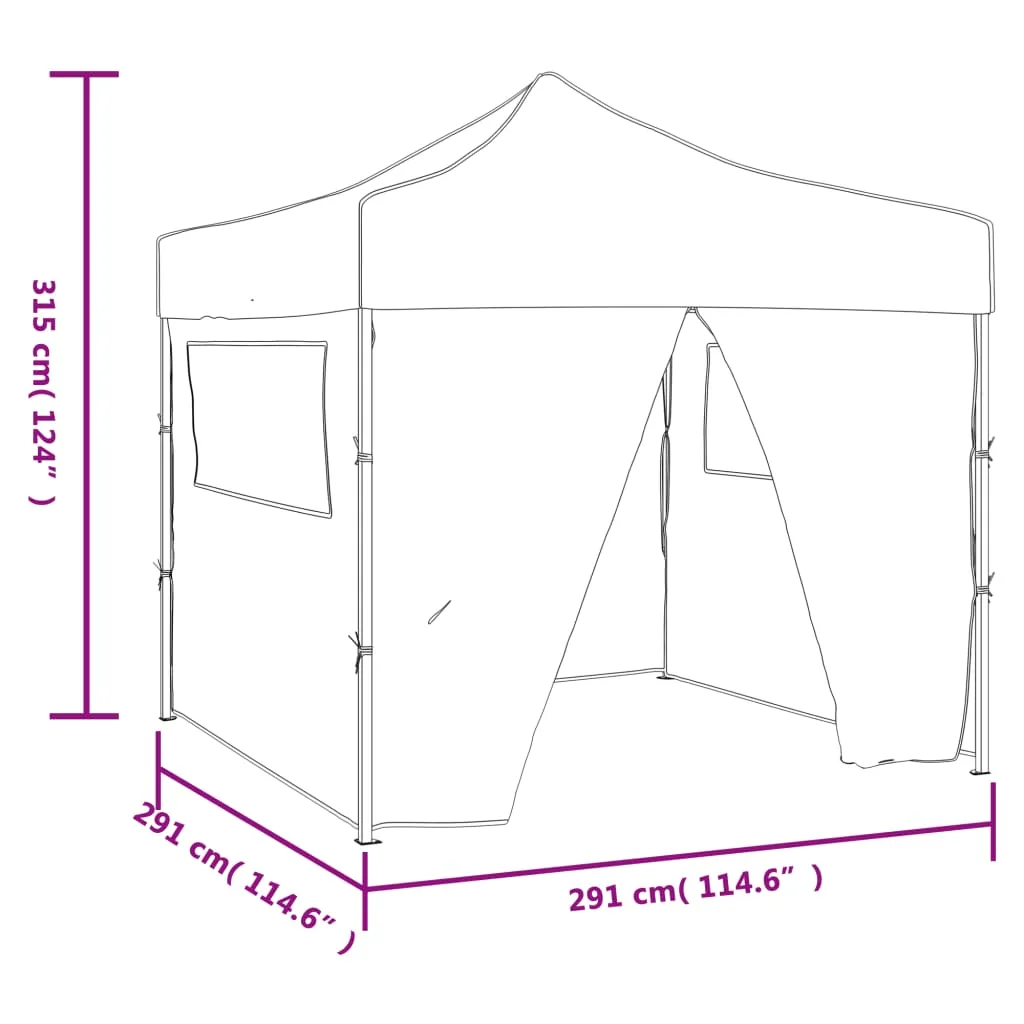 Foldable Tent 3x3 m with 4 Walls Cream