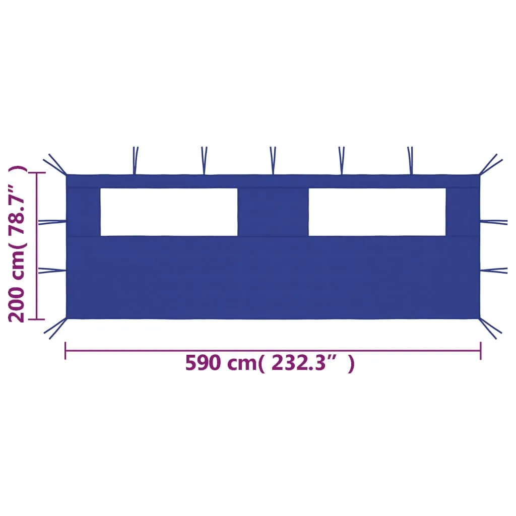 Gazebo Sidewall with Windows 6x2 m Blue