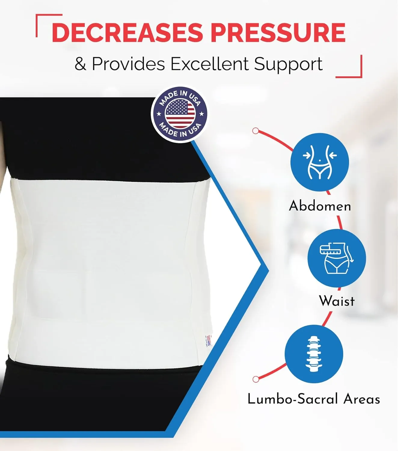 ITA-MED Unisex 12 Abdominal Binder  Helps Recover Post-Surgery, Postpartum & Hernia, Made in USA, White (XL)
