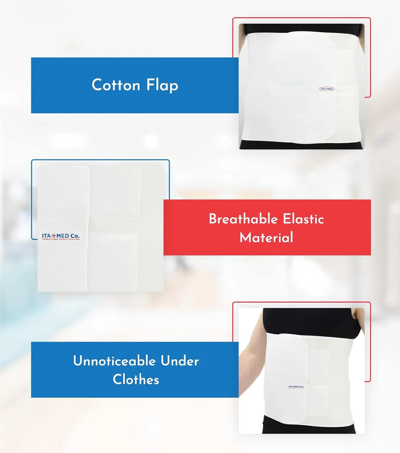 ITA-MED Unisex 12 Abdominal Binder  Helps Recover Post-Surgery, Postpartum & Hernia, Made in USA, White (XL)