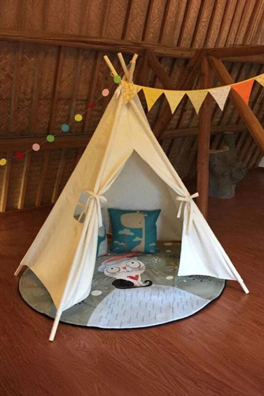 Kids 4 Poles Teepee Play Tent