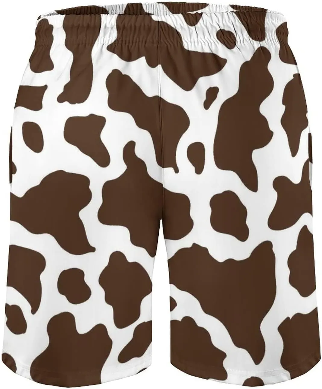Mens Cow Print Beach Board Shorts Swim Trunks with Mesh Lining