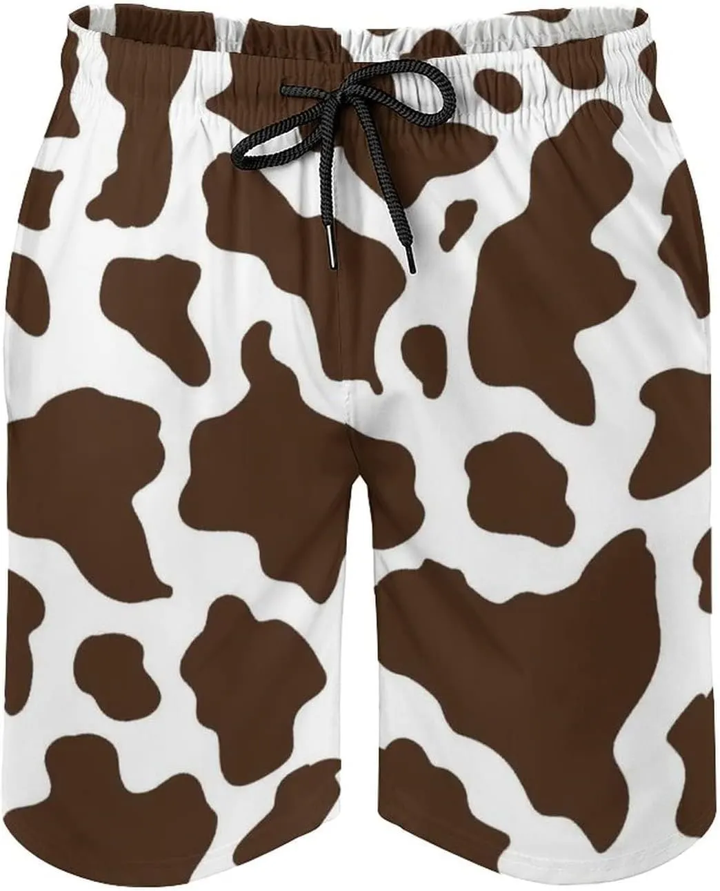 Mens Cow Print Beach Board Shorts Swim Trunks with Mesh Lining