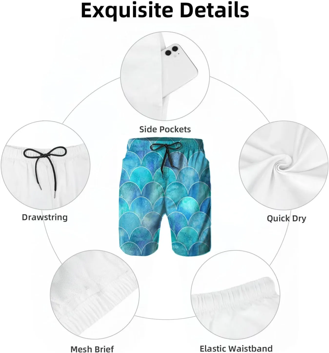 Mens Swim Trunks with Mesh Lining,9 Inch Quick Dry Board Shorts Bathing Suit Swimsuit Beach Pants Swimwear