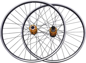 Mountain Bike Wheelset 29 Inch, Aluminum Alloy Rim Disc Brake MTB Wheelset, Quick Release Front Rear Wheels Bike Wheels, Double Six-Hole Disc Fit 7-12 Speed Cassette Bicycle Wheelset (Gold Wheels)
