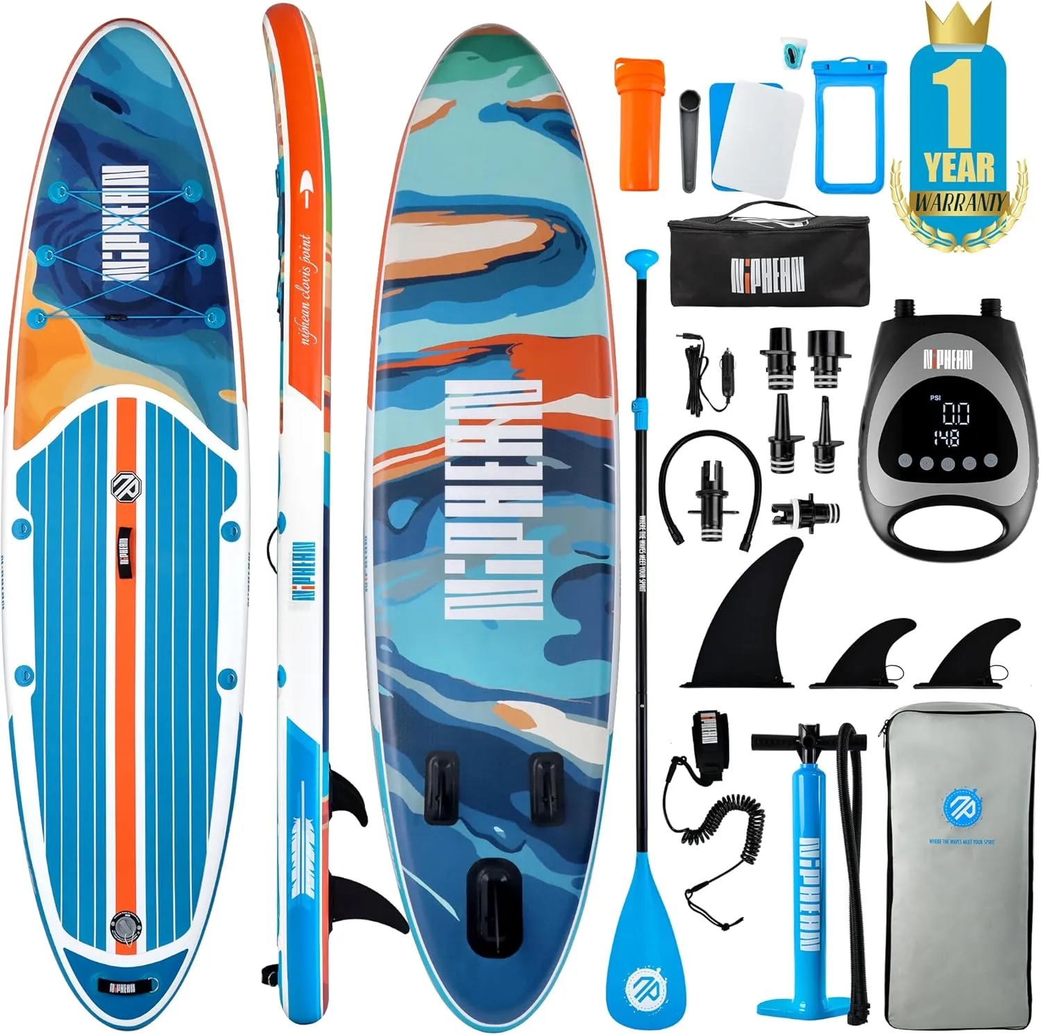 Niphean Inflatable Stand Up Paddle Board with SUP Accessories, Paddle Board Pump, 20 PSI High Pressure SUP Pump
