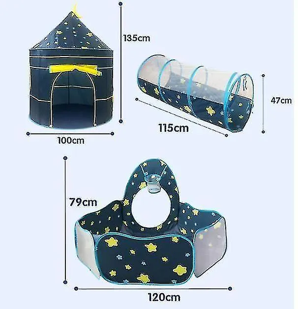 Ocean Ball Pool Tunnel Indoor Home Play House Baby Toy House Children Tent Blue