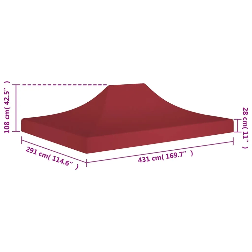 Party Tent Roof 4.5x3 m Burgundy 270 g/m²