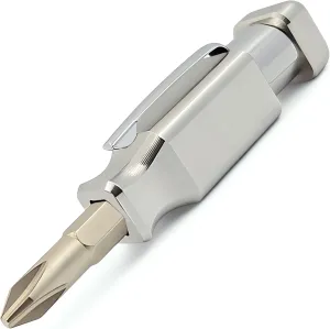 Pocket Screwdriver with Magnet & Clip (Stainless Steel) Double Ended with Phillips, Flat Head