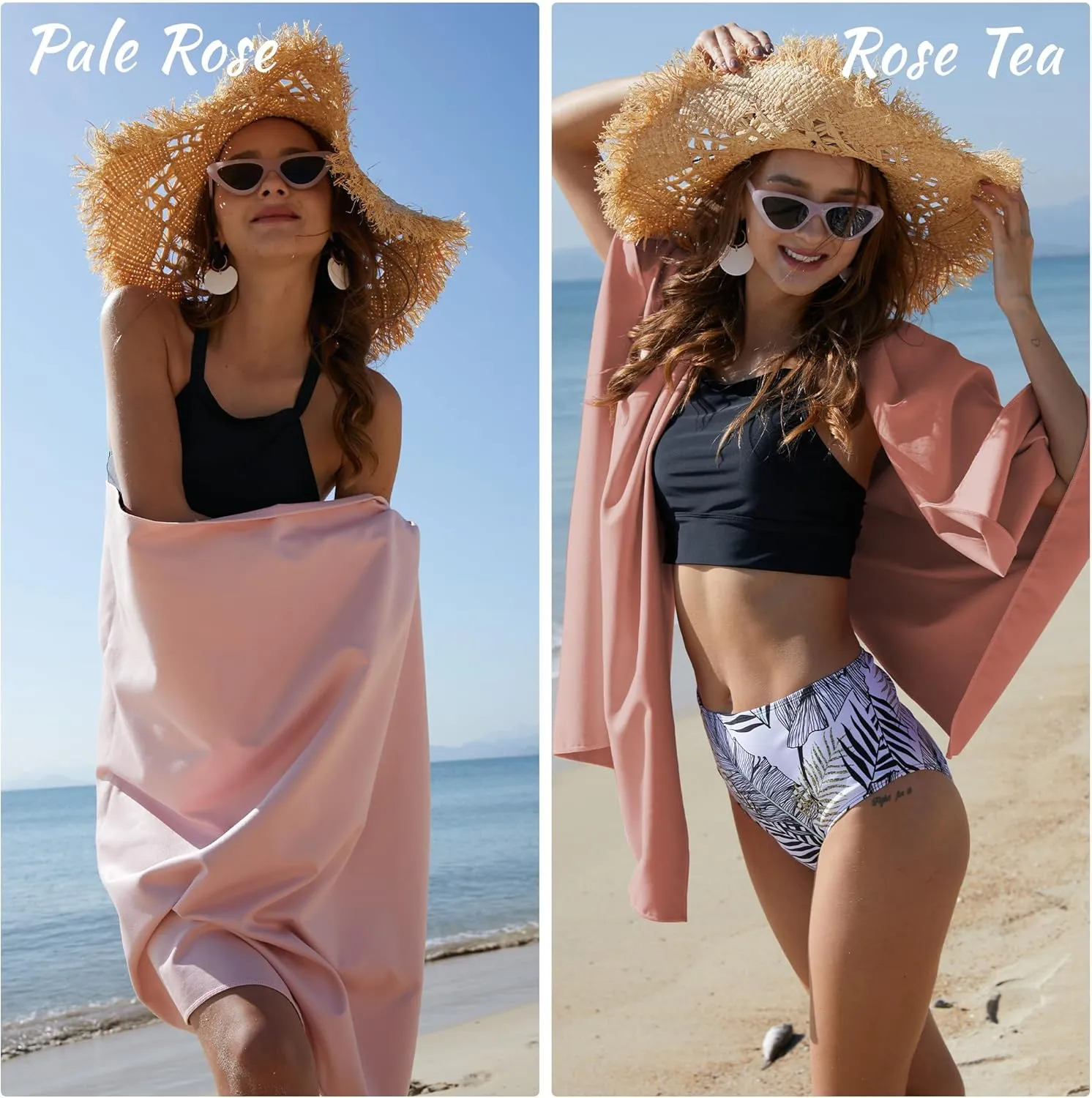 Rainleaf 2 Pack Microfiber Quick Dry Travel Towel, Super Absorbent Ultra Compact Lightweight Camping Towel for Gym, Hiking, Pool, Yoga - Rose Garden