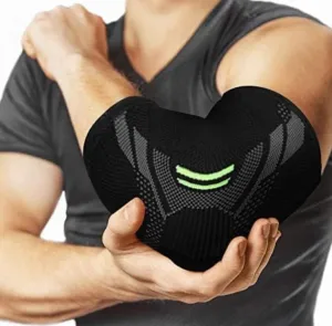SilverAge Elbow Support for Gym - Elbow Brace for Men and Women, Workout Elbow Compression Sleeves for Tendonitis Pain Relief, Volleyball, Cricket - Robotic Elbow Pain Solution - Large