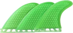 Surf & SUP Fin 3Pcs Surfboard Tail Fin Glass Fiber Tail Rudder Solid Color Surfboard Honeycomb Fin Surfboard Accessories for Longboard Surfboard & Paddleboard ( Color : Green , Size : G5(M SIZE) )
