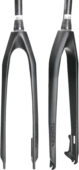 TOSEEK Carbon Fiber MTB Rigid Fork 26" Tapered Tube 1-1/8" 3K T800 Disc Brake, 28.7mm Threadless Ultralight Mountain Bike Front Forks