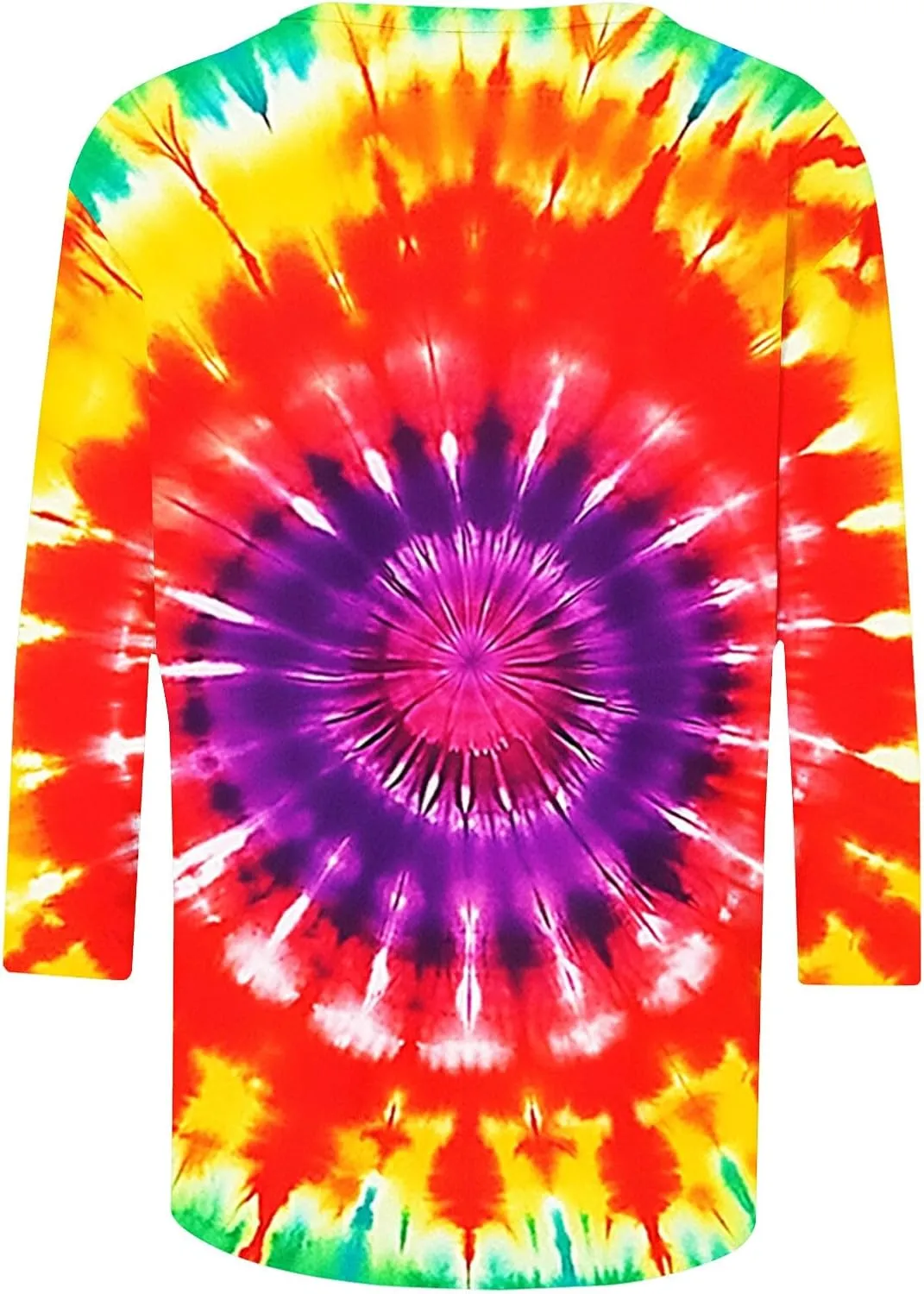 Tye Dye T Shirts for Women 2025 Trendy Plus Size 3/4 Sleeve Rainbow Graphic Tee Shirts Round Neck Loose Casual Blouse
