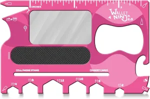 Wallet Ninja 2.0 (Advanced 20-in-1 Multitool, Now With Mirror   Nail File) (Pink)