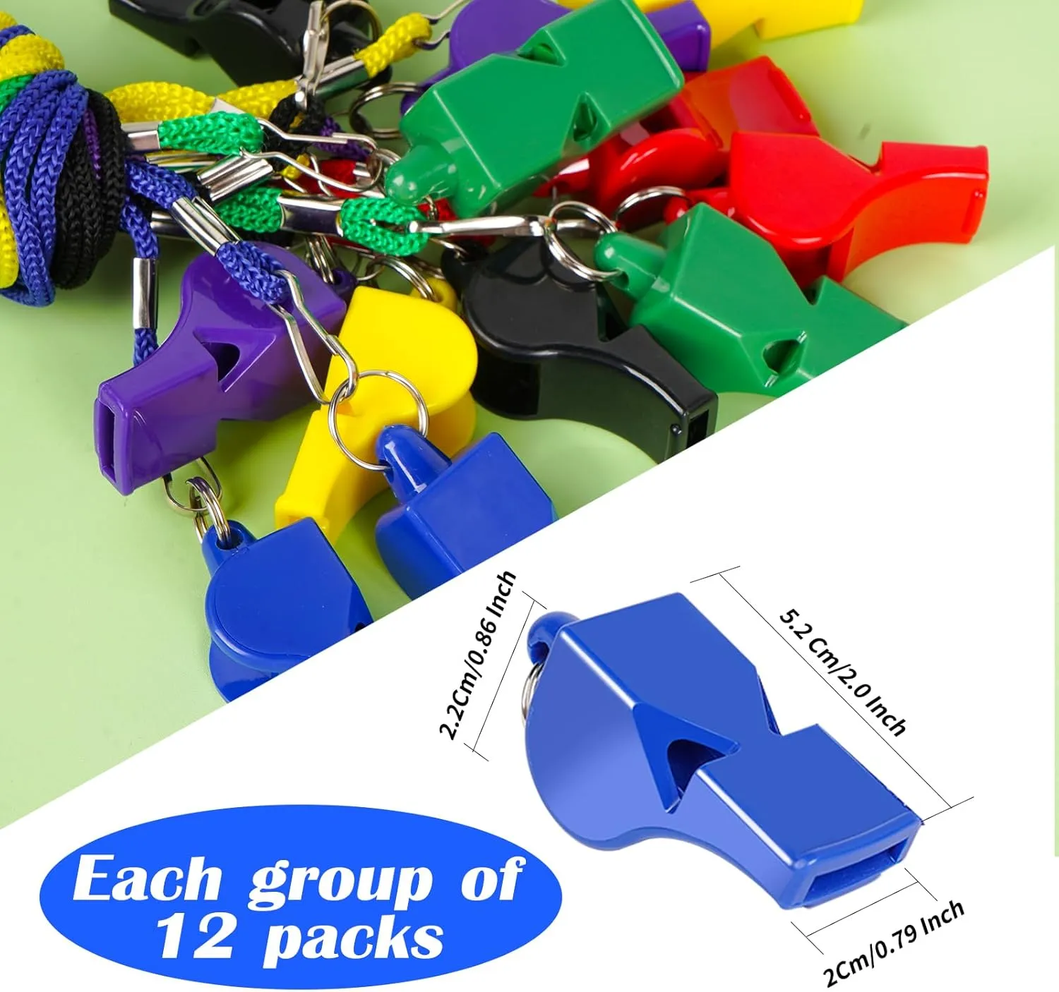 Whistle, 12 Pcs Professional Sport Whistle Set with Lanyard - Loud Pea-Less Whistle for Coaches, Referees, Lifeguards and Police